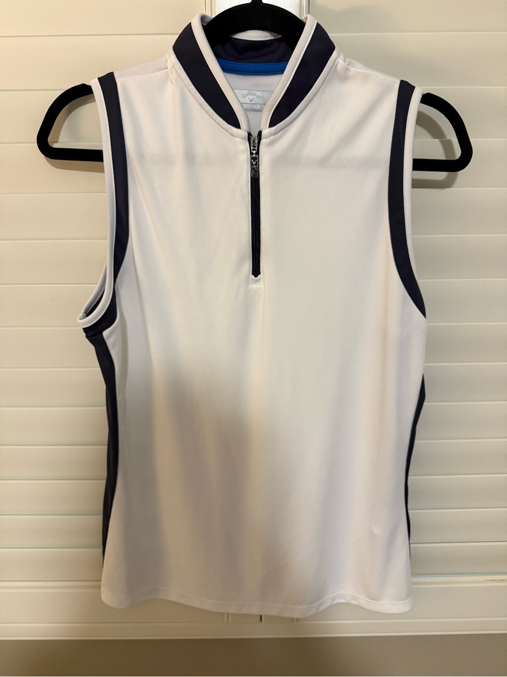Callaway White & Blue Quarter-Zip Golf Top